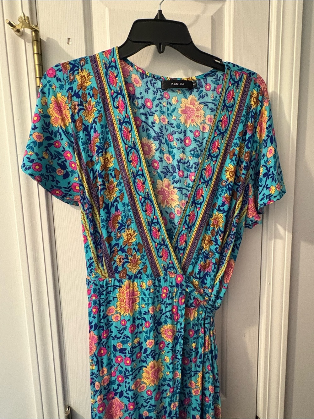 Zesica Turquoise Floral Maxi Wrap Dress